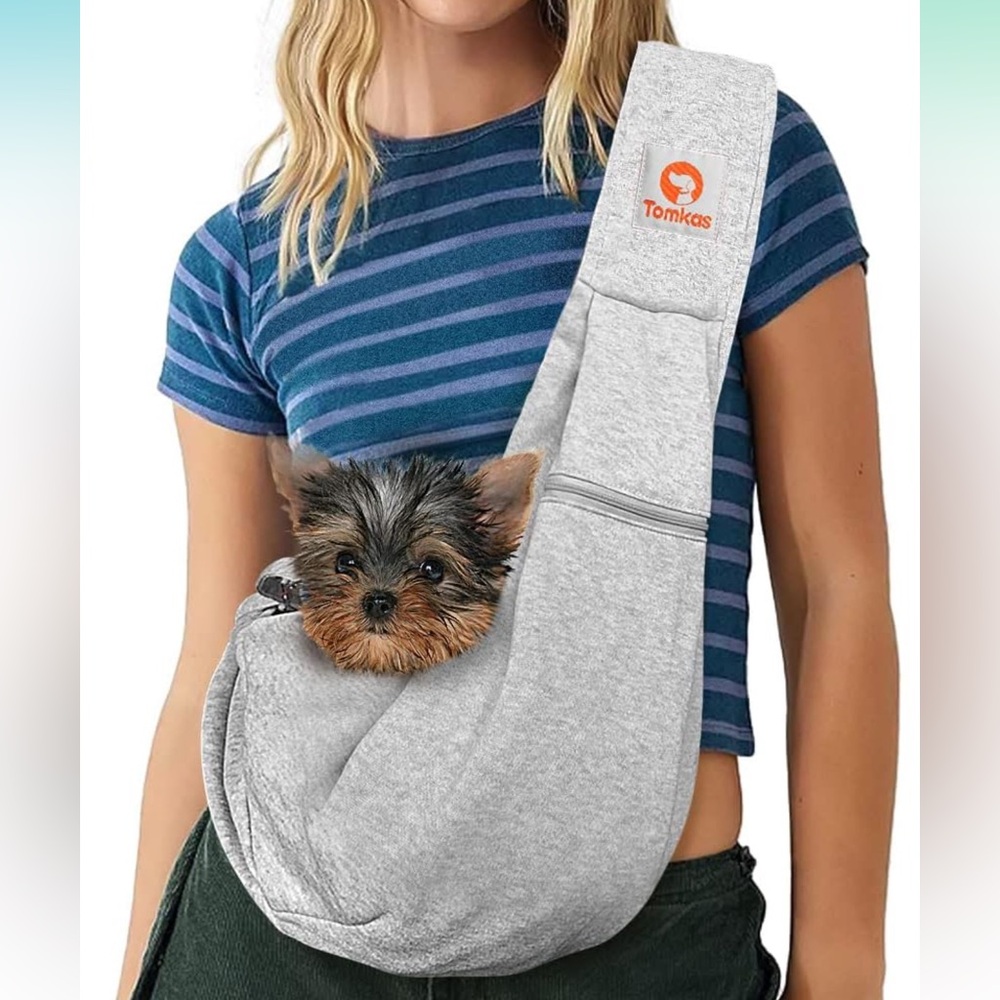 Like new grey small pet sling carrier (3-10Lbs limit)